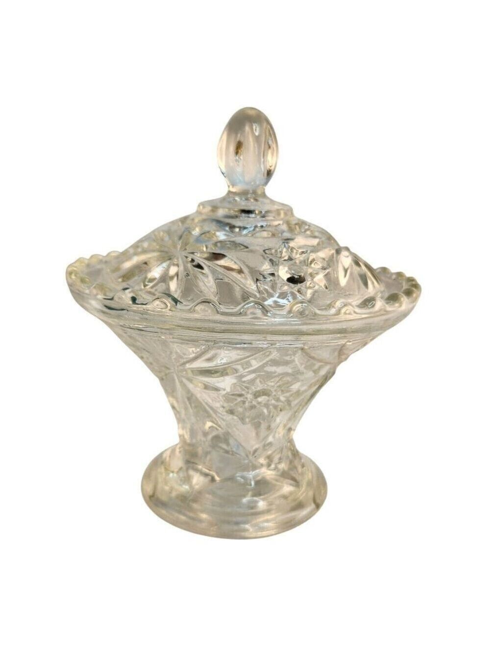 Anchor Hocking Star Of David Clear Glass Candy Dish With Lid